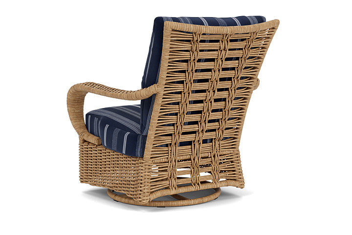 Lloyd Flanders - Magnolia Swivel Glider Lounge Chair In Sandcastle Finish With Consider Indigo Fabric - 3310911411969 view 2