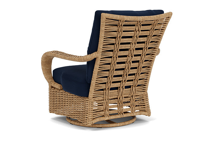 Lloyd Flanders - Magnolia Swivel Glider Lounge Chair In Sandcastle Finish With Decorline Navy Fabric - 3310911412019 view 2