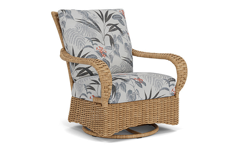 Lloyd Flanders - Magnolia Swivel Glider Lounge Chair In Sandcastle Finish With Delicate Botanical Slate Fabric - 3310911412076 view 1