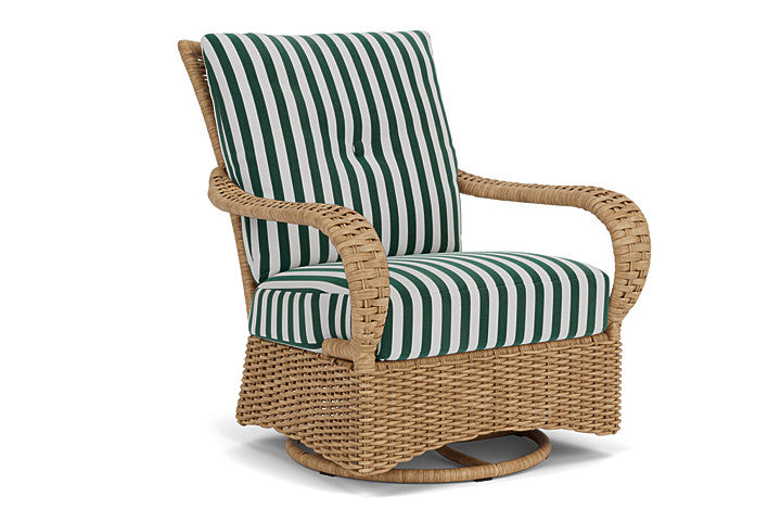 Lloyd Flanders - Magnolia Swivel Glider Lounge Chair In Sandcastle Finish With Safari/White Stripe Fabric - 331091141269 view 1