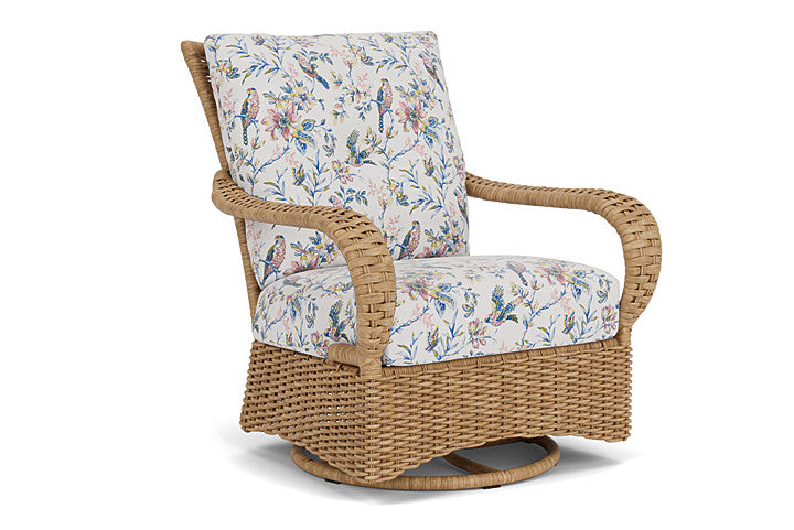 Lloyd Flanders - Magnolia Swivel Glider Lounge Chair In Sandcastle Finish With Whimsical Bird Song Fabric - 3310911412080 view 1