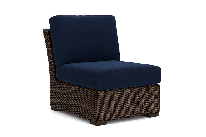Lloyd Flanders - Mesa Armless Sectional In Pecan Finish With Decorline Navy Fabric - 2980530862019 view 1