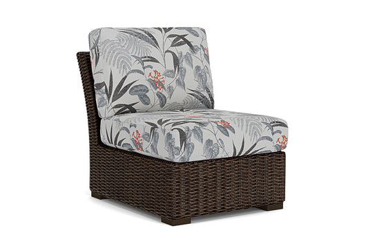 Lloyd Flanders - Mesa Armless Sectional In Pecan Finish With Delicate Botanical Slate Fabric - 2980530862076 view 1