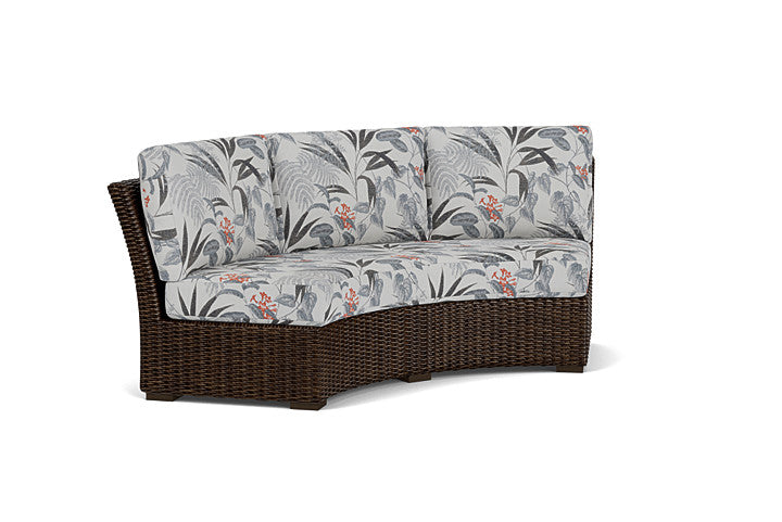 Lloyd Flanders - Mesa Curved Sofa Sectional In Pecan Finish With Delicate Botanical Slate Fabric - 2980560862076 view 1