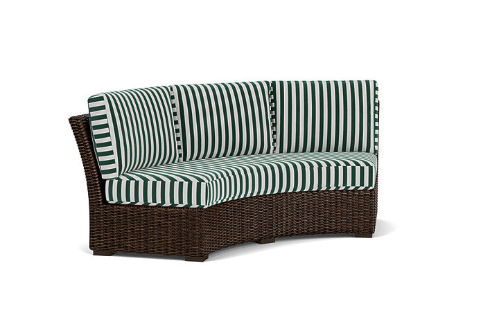 Lloyd Flanders - Mesa Curved Sofa Sectional In Pecan Finish With Safari/White Stripe Fabric - 298056086269 view 1