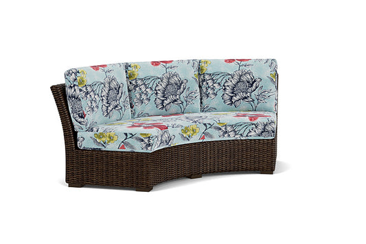 Lloyd Flanders - Mesa Curved Sofa Sectional In Pecan Finish With Serena Floral Meadow Fabric - 2980560862079 view 1
