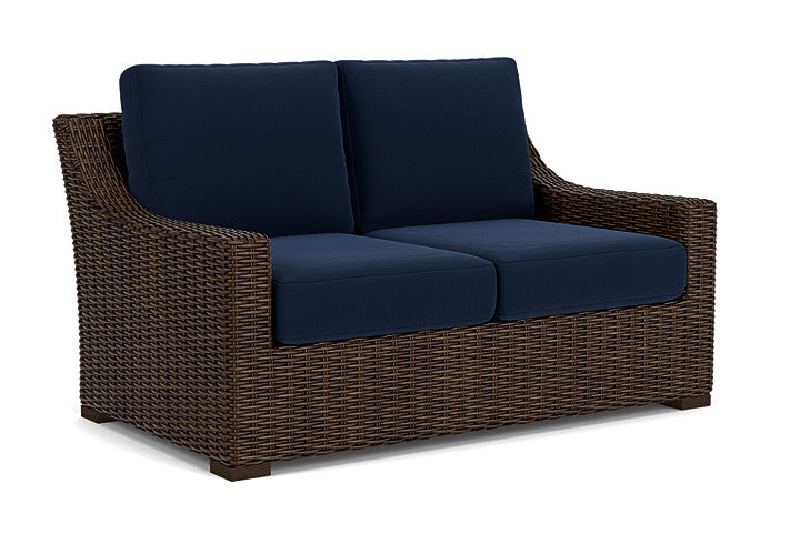Lloyd Flanders - Mesa Loveseat In Pecan Finish With Decorline Navy Fabric - 2980500862019 view 1