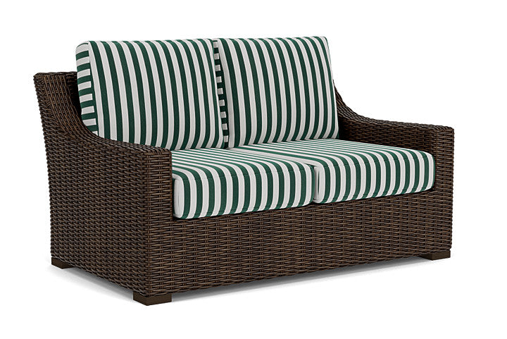 Lloyd Flanders - Mesa Loveseat In Pecan Finish With Safari/White Stripe Fabric - 298050086269 view 1