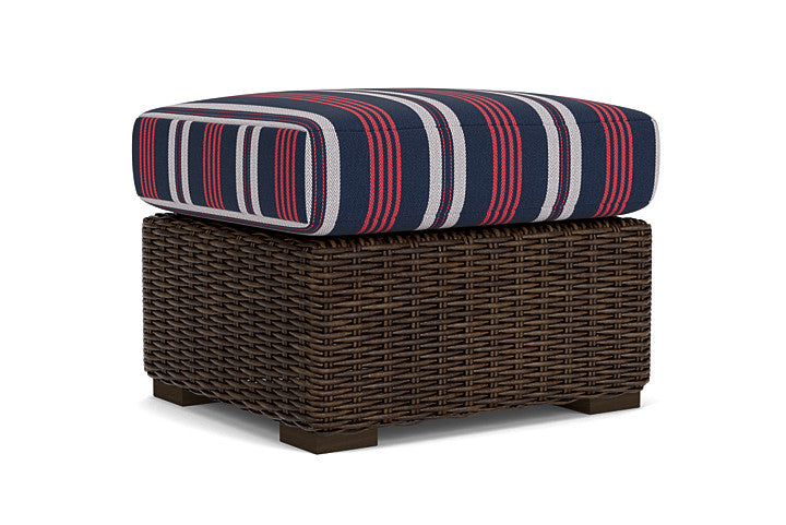 Lloyd Flanders - Mesa Ottoman In Pecan Finish With Berkely Hall Navy Fabric - 2980170862063 view 1