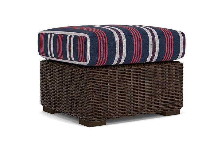 Lloyd Flanders - Mesa Ottoman In Pecan Finish With Berkely Hall Navy Fabric - 2980170862063 view 2