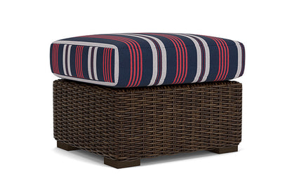Lloyd Flanders - Mesa Ottoman In Pecan Finish With Berkely Hall Navy Fabric - 2980170862063 view 2
