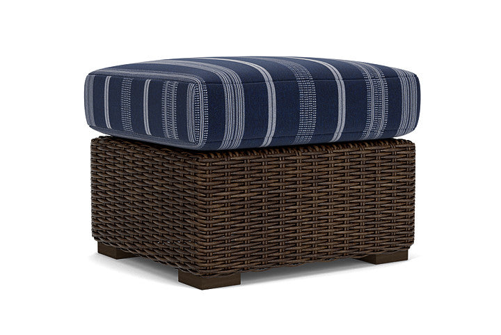 Lloyd Flanders - Mesa Ottoman In Pecan Finish With Consider Indigo Fabric - 2980170861969 view 1