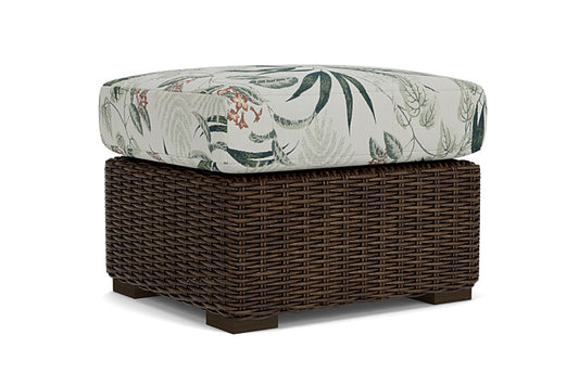 Lloyd Flanders - Mesa Ottoman In Pecan Finish With Delicate Botanical Sage Fabric - 2980170862075 view 2