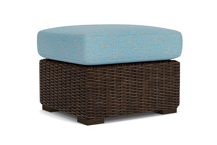 Lloyd Flanders - Mesa Ottoman In Pecan Finish With Leeds Light Blue Fabric - 2980170862058 view 2