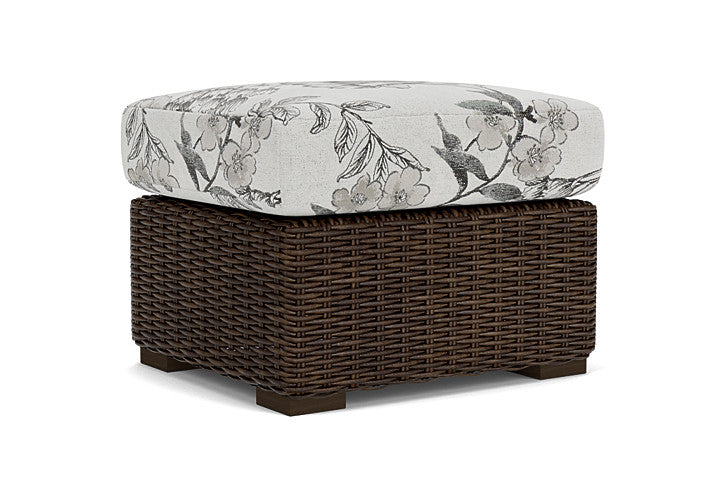 Lloyd Flanders - Mesa Ottoman In Pecan Finish With Serena Floral Dove Fabric - 2980170862077 view 1