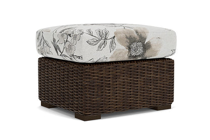 Lloyd Flanders - Mesa Ottoman In Pecan Finish With Serena Floral Dove Fabric - 2980170862077 view 2