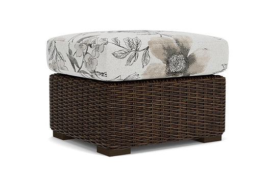 Lloyd Flanders - Mesa Ottoman In Pecan Finish With Serena Floral Dove Fabric - 2980170862077 view 2