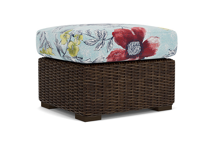 Lloyd Flanders - Mesa Ottoman In Pecan Finish With Serena Floral Meadow Fabric - 2980170862079 view 2