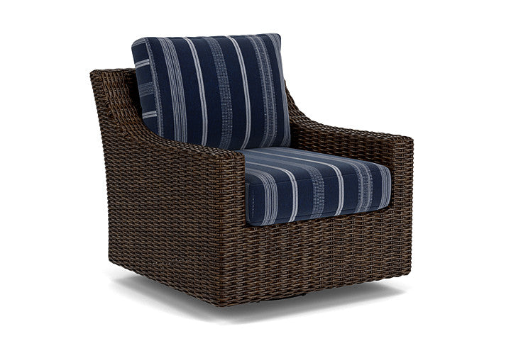 Lloyd Flanders - Mesa Swivel Glider Lounge Chair In Pecan Finish With Consider Indigo Fabric - 2980910861969 view 1