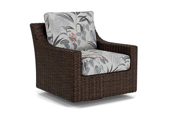 Lloyd Flanders - Mesa Swivel Glider Lounge Chair In Pecan Finish With Delicate Botanical Slate Fabric - 2980910862076 view 1
