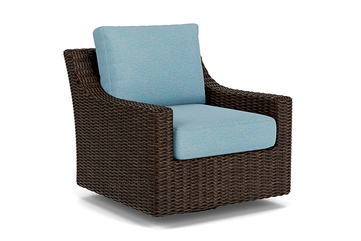 Lloyd Flanders - Mesa Swivel Glider Lounge Chair In Pecan Finish With Leeds Light Blue Fabric - 2980910862058 view 1