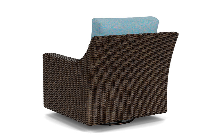 Lloyd Flanders - Mesa Swivel Glider Lounge Chair In Pecan Finish With Leeds Light Blue Fabric - 2980910862058 view 2