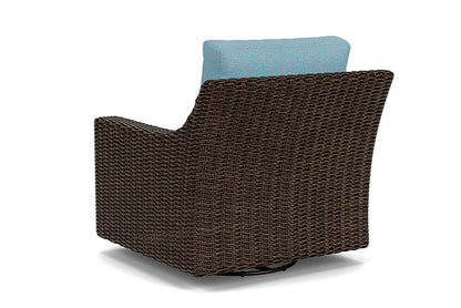 Lloyd Flanders - Mesa Swivel Glider Lounge Chair In Pecan Finish With Leeds Light Blue Fabric - 2980910862058 view 2
