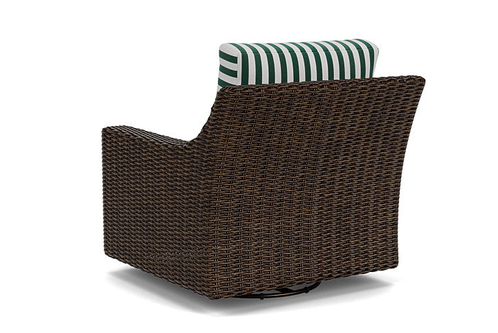 Lloyd Flanders - Mesa Swivel Glider Lounge Chair In Pecan Finish With Safari/White Stripe Fabric - 298091086269 view 2