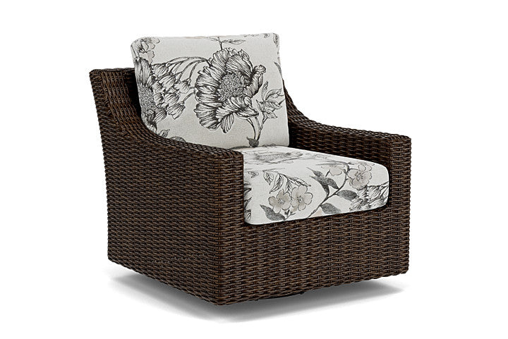 Lloyd Flanders - Mesa Swivel Glider Lounge Chair In Pecan Finish With Serena Floral Dove Fabric - 2980910862077 view 1