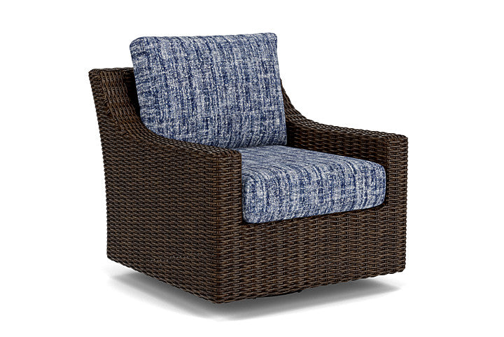 Lloyd Flanders - Mesa Swivel Glider Lounge Chair In Pecan Finish With Visions Cobalt Fabric - 298091086683 view 1