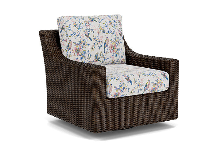 Lloyd Flanders - Mesa Swivel Glider Lounge Chair In Pecan Finish With Whimsical Bird Song Fabric - 2980910862080 view 1