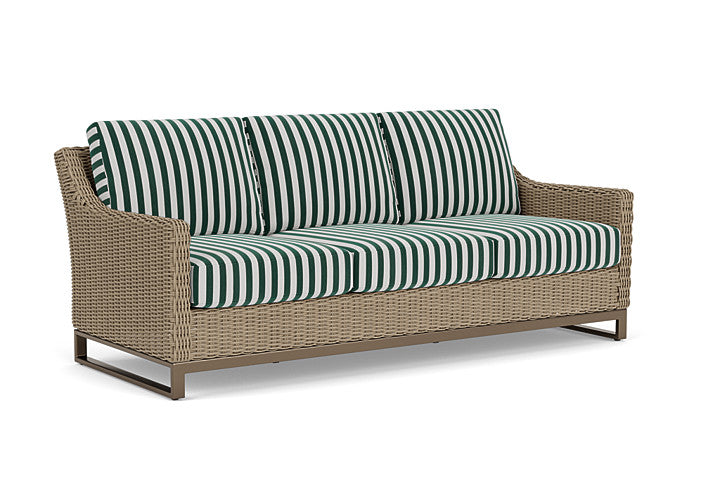 Lloyd Flanders - Milan Sofa In Brushwood Finish With Safari/White Stripe Fabric - 475055188269 view 1