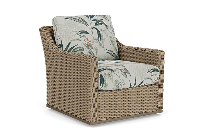 Lloyd Flanders - Milan Swivel Glider Lounge Chair In Brushwood Finish With Delicate Botanical Sage Fabric - 4750911882075 view 1