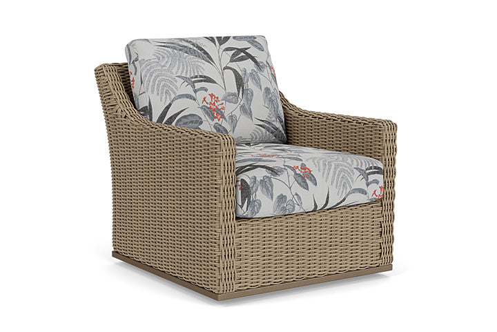 Lloyd Flanders - Milan Swivel Glider Lounge Chair In Brushwood Finish With Delicate Botanical Slate Fabric - 4750911882076 view 1