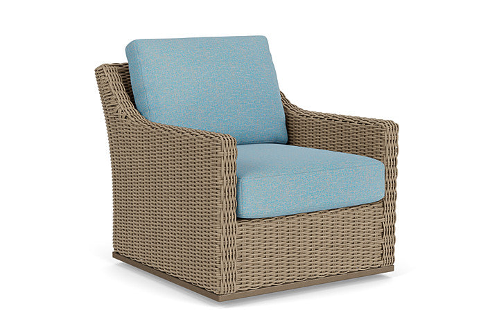 Lloyd Flanders - Milan Swivel Glider Lounge Chair In Brushwood Finish With Leeds Light Blue Fabric - 4750911882058 view 1