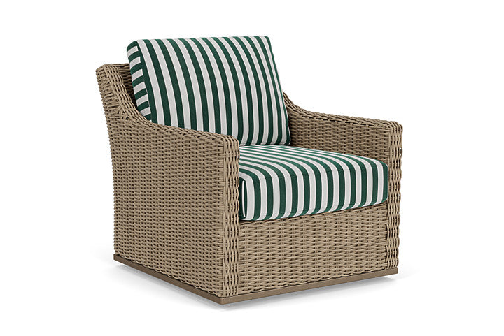 Lloyd Flanders - Milan Swivel Glider Lounge Chair In Brushwood Finish With Safari/White Stripe Fabric - 475091188269 view 1