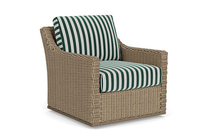 Lloyd Flanders - Milan Swivel Glider Lounge Chair In Brushwood Finish With Safari/White Stripe Fabric - 475091188269 view 1