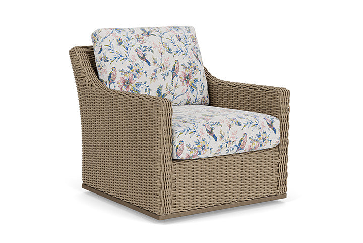 Lloyd Flanders - Milan Swivel Glider Lounge Chair In Brushwood Finish With Whimsical Bird Song Fabric - 4750911882080 view 1