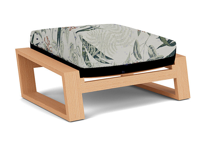 Lloyd Flanders - Pursuit Ottoman In Toffee Cream Finish With Delicate Botanical Sage Fabric - 4520171882075 view 2