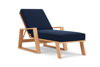 Lloyd Flanders - Pursuit Pool Chaise In Toffee Cream Finish With Decorline Navy Fabric - 4520201882019 view 1