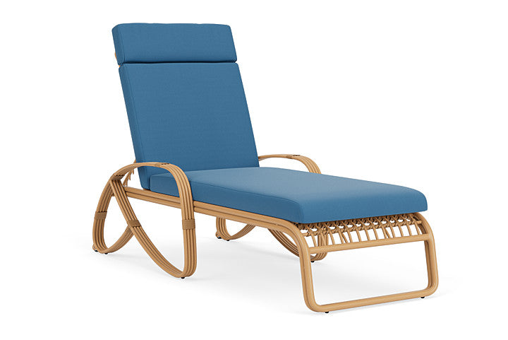 Lloyd Flanders - Riviera Chaise In Camel Finish With Bamboo Bay Sky Fabric - 2780201522007 view 1