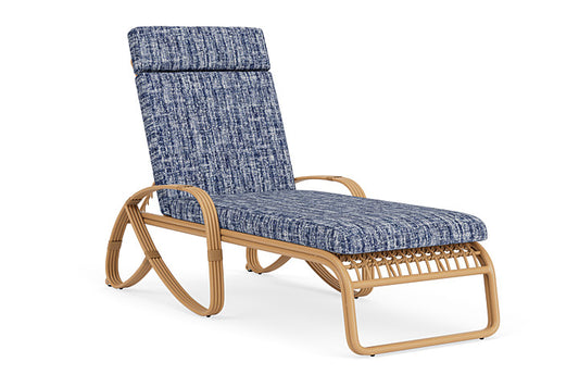 Lloyd Flanders - Riviera Chaise In Camel Finish With Visions Cobalt Fabric - 278020152683 view 1