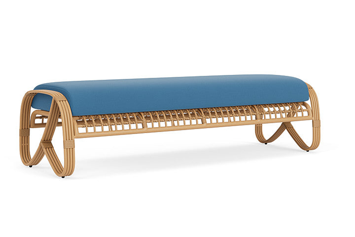 Lloyd Flanders - Riviera Garden Bench In Camel Finish With Bamboo Bay Sky Fabric - 2780371522007 view 2