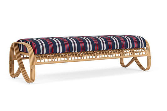 Lloyd Flanders - Riviera Garden Bench In Camel Finish With Berkely Hall Navy Fabric - 2780371522063 view 1