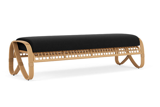 Lloyd Flanders - Riviera Garden Bench In Camel Finish With Canvas Black Fabric - 278037152157 view 1