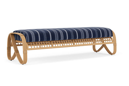 Lloyd Flanders - Riviera Garden Bench In Camel Finish With Consider Indigo Fabric - 2780371521969 view 1