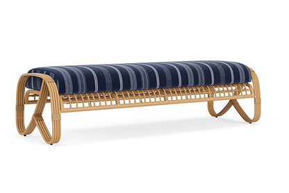 Lloyd Flanders - Riviera Garden Bench In Camel Finish With Consider Indigo Fabric - 2780371521969 view 2