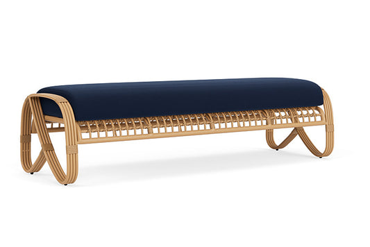 Lloyd Flanders - Riviera Garden Bench In Camel Finish With Decorline Navy Fabric - 2780371522019 view 1