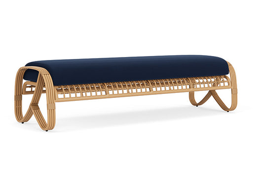 Lloyd Flanders - Riviera Garden Bench In Camel Finish With Decorline Navy Fabric - 2780371522019 view 2