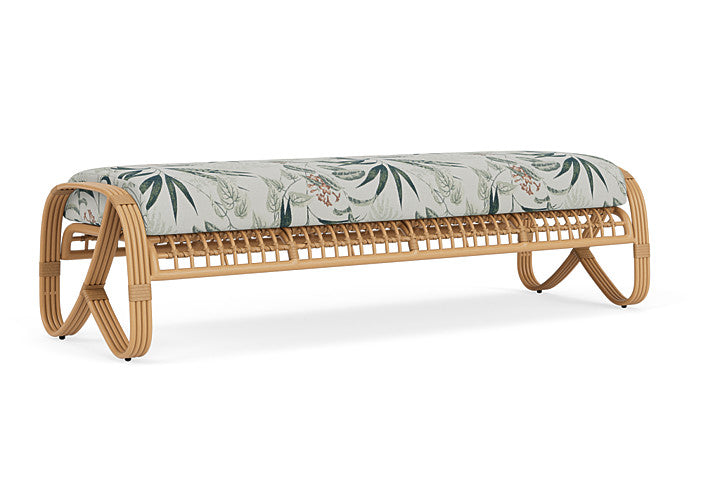 Lloyd Flanders - Riviera Garden Bench In Camel Finish With Delicate Botanical Sage Fabric - 2780371522075 view 2